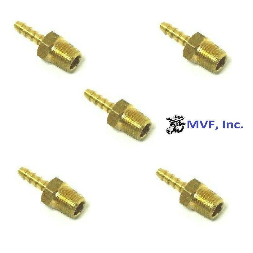 Hose Barb for 1/8″ ID Hose X 1/8″ Male NPT Hex Brass Fuel (5-Pack) 201A-2A(X5)