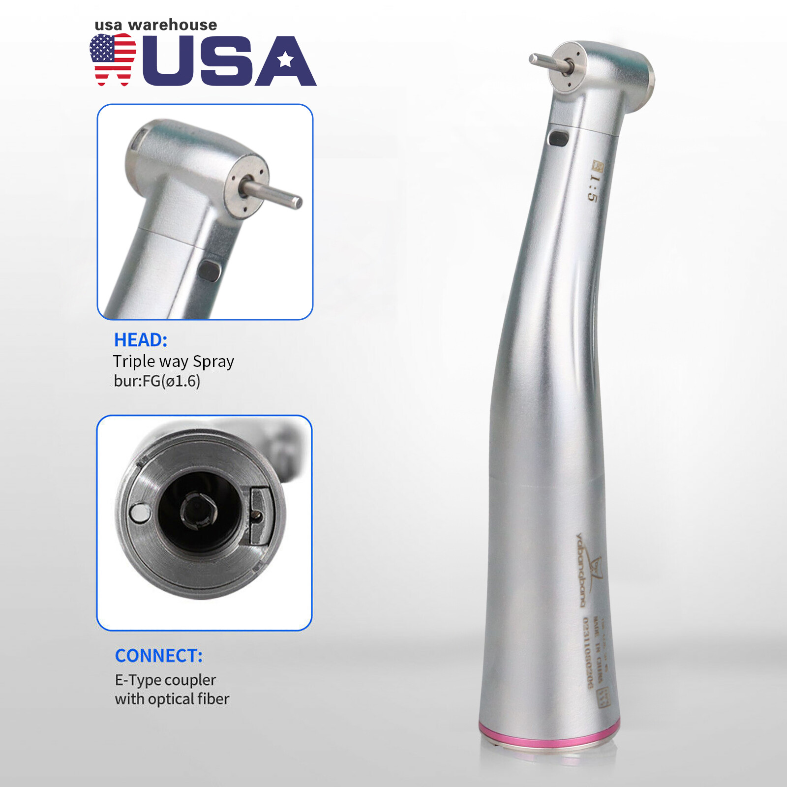 Low Speed Handpiece 1:5 Fiber Optic Increase Internal Spray US Dental