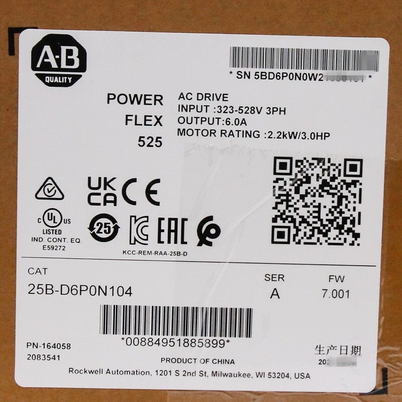Sealed Genuine 25B-D6P0N104 /A PowerFlex 525 2.2kW 3Hp AC Drive ！ TI