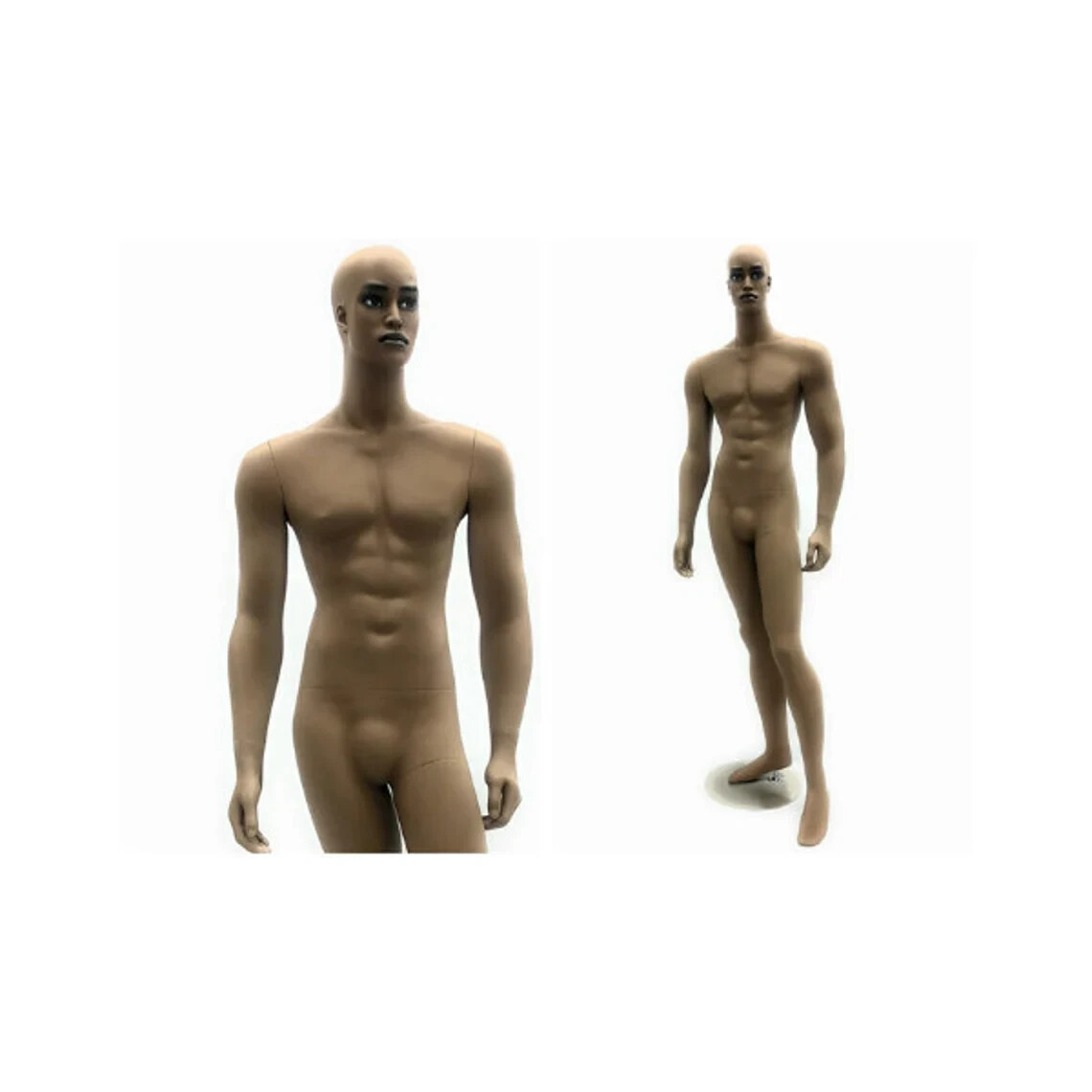 African American Male Adult Fiberglass Realistic Mannequin with Base