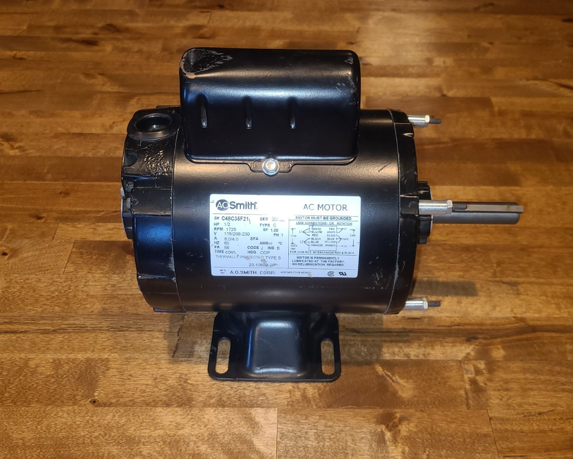 AO Smith Electric AC Motor “Type C” 1/2 HP 1725 RPM 115v or 230v 5/8″ Shaft