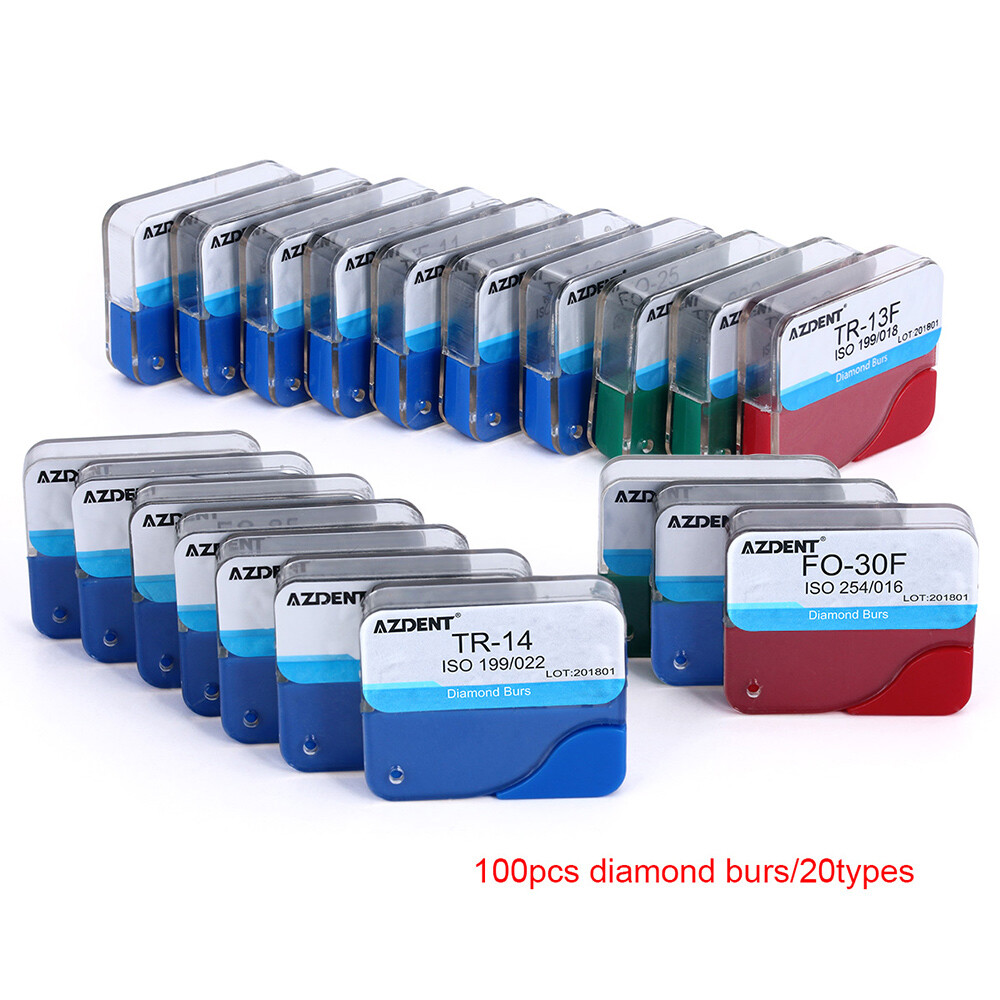 AZDENT Dental Diamond Burs For High Speed Handpiece Medium FG 1.6MM 20 Boxes