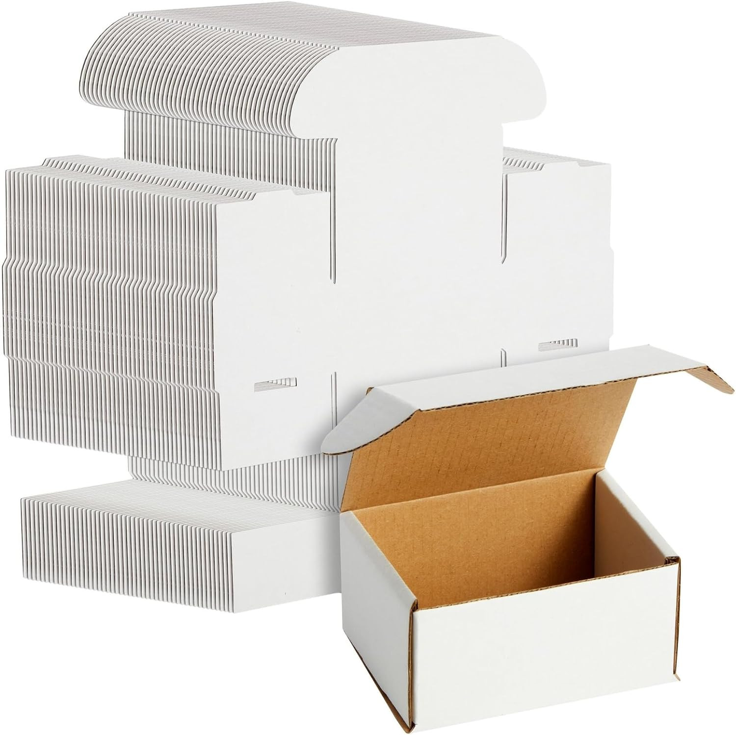 50 Pack White 4X3X2 Corrugated Shipping Boxes – Foldable Small Business Card Box
