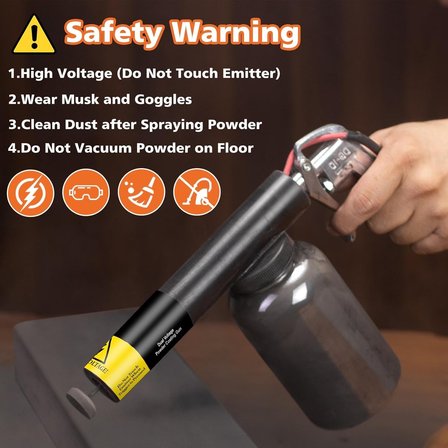 Powder Coating Gun System for Metal, Hotcoat Powder Coating Kit, Dual Voltage 15