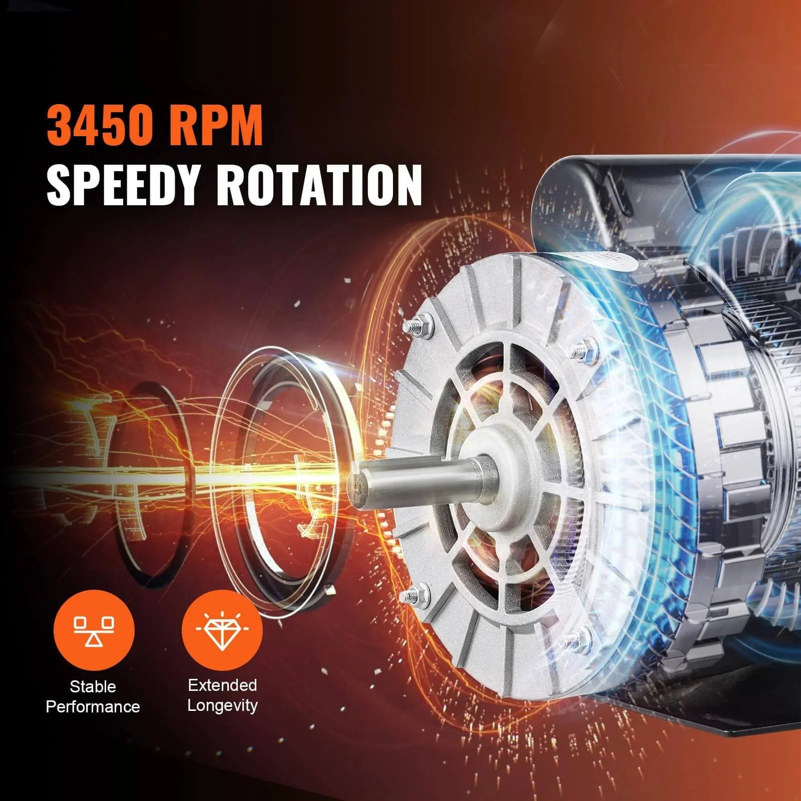 5HP SPL Air Compressor Electric Motor, 230V 17.6Amps, 56 Frame 3450RPM, 5/8″
