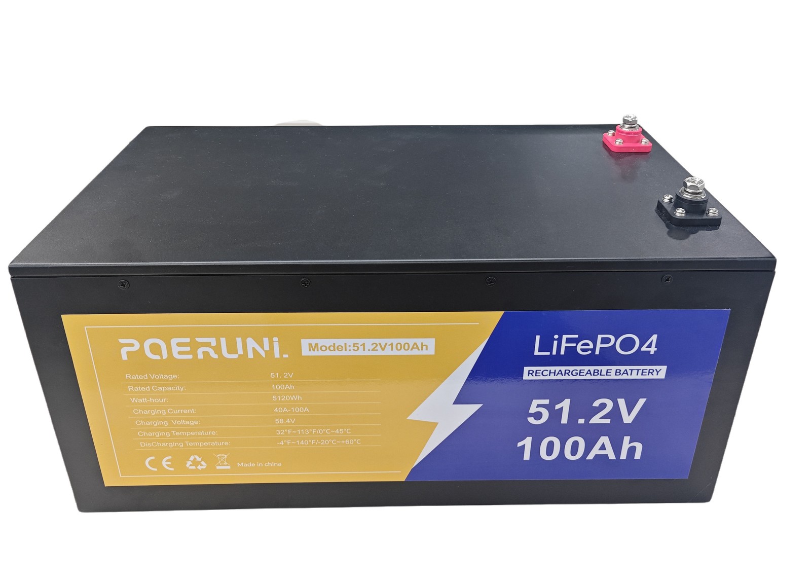 48V 100Ah 5120Wh LiFePO4 Lithium Battery Built-in BMS Deep Cycles For Golf Cart