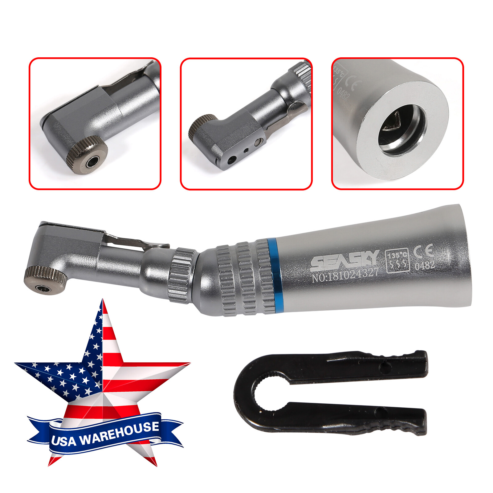 NSK Style Dental Slow Low Speed Handpiece Latch/Push Contra Angle & Air Motor W