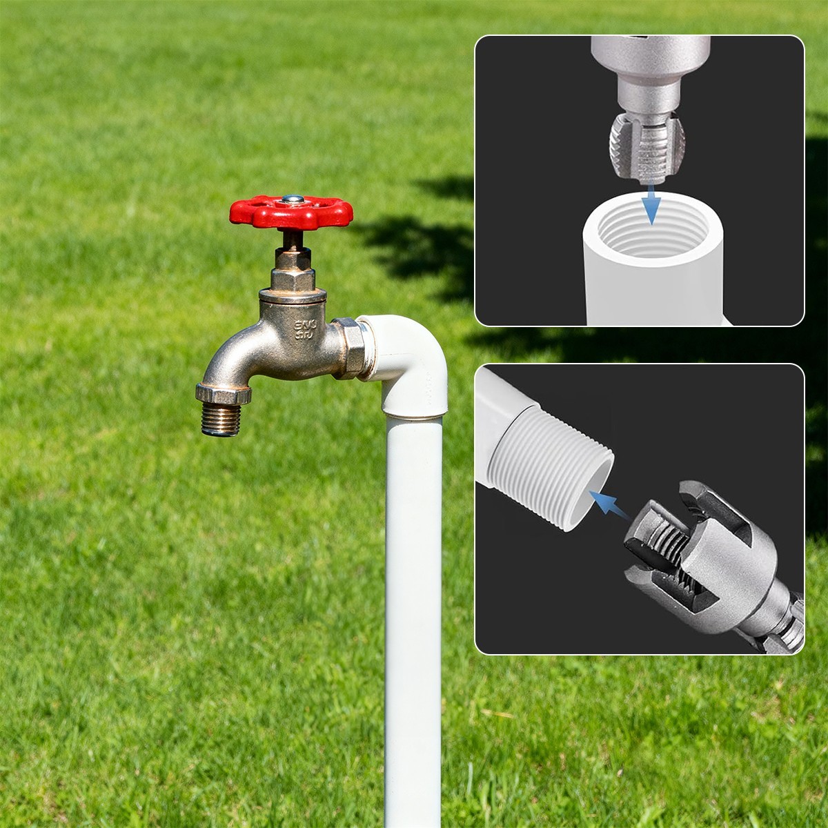 Integrated Internal & External Pipe Threading-Tool, PVC Pipe Threader Kit USA~~~