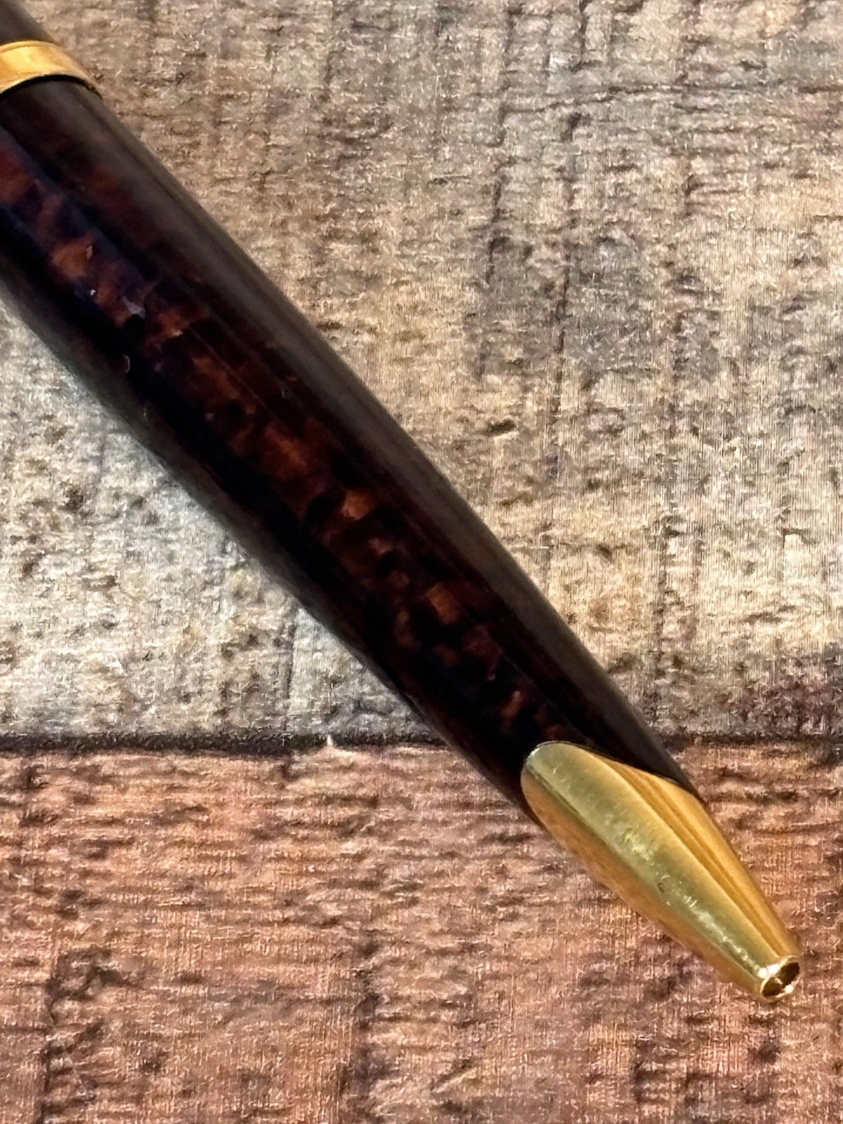 WATERMAN Carène Marine Amber Ballpoint Pen Gold Trim Blue Ink France