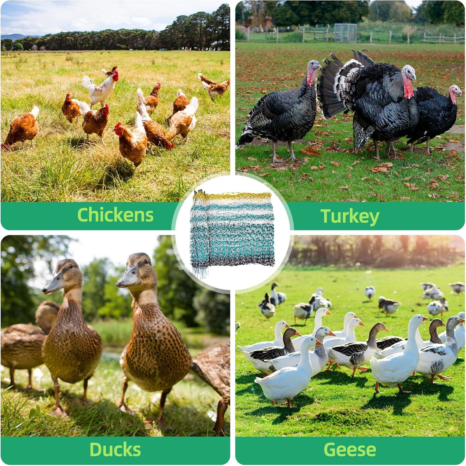 47.5″Hx168’L Portable Electric Poultry Netting Ideal for Farms, Ranches&Gardens