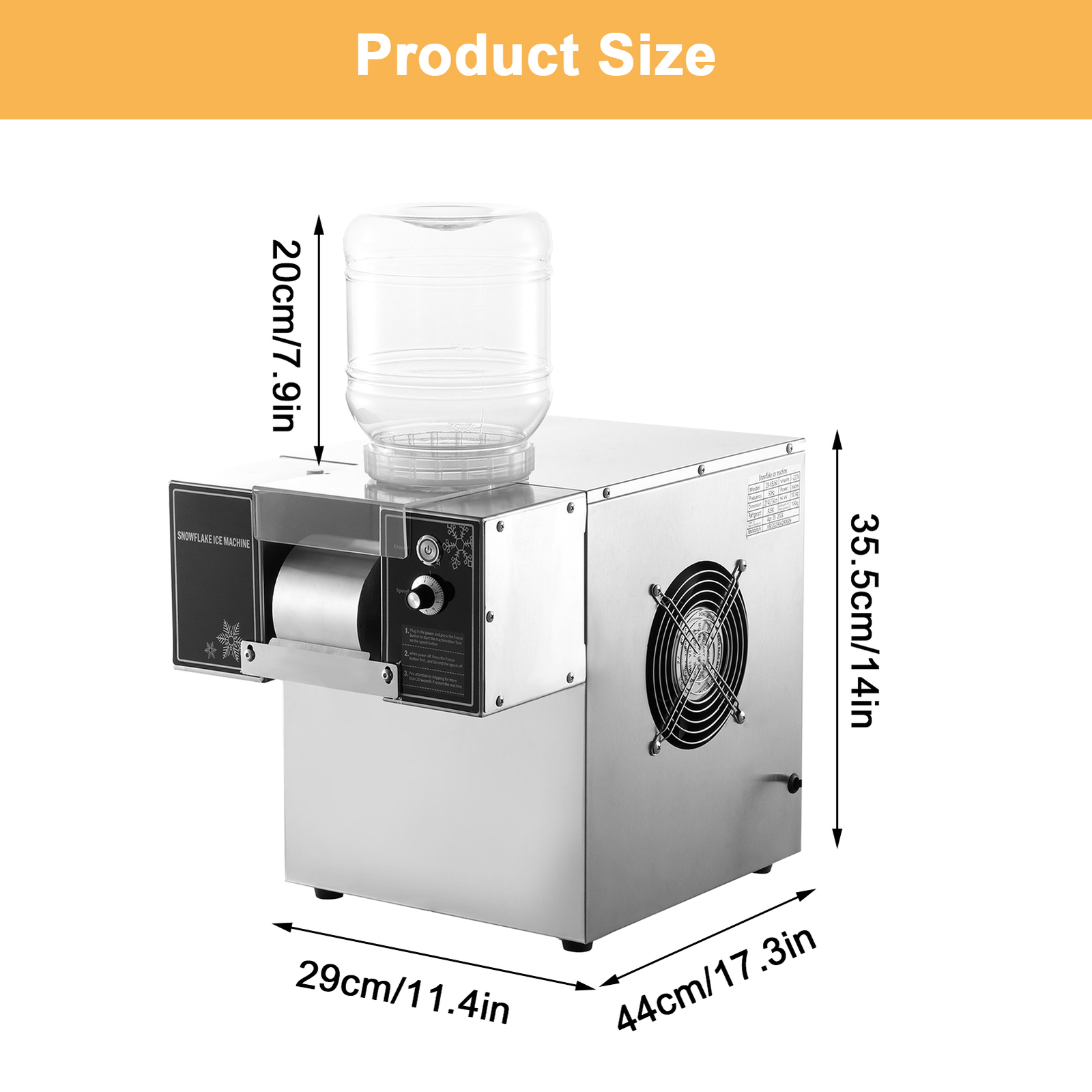 Commercial Snowflake Machine Ice Shaver Snow Cone Shaving Maker Adjustable Speed
