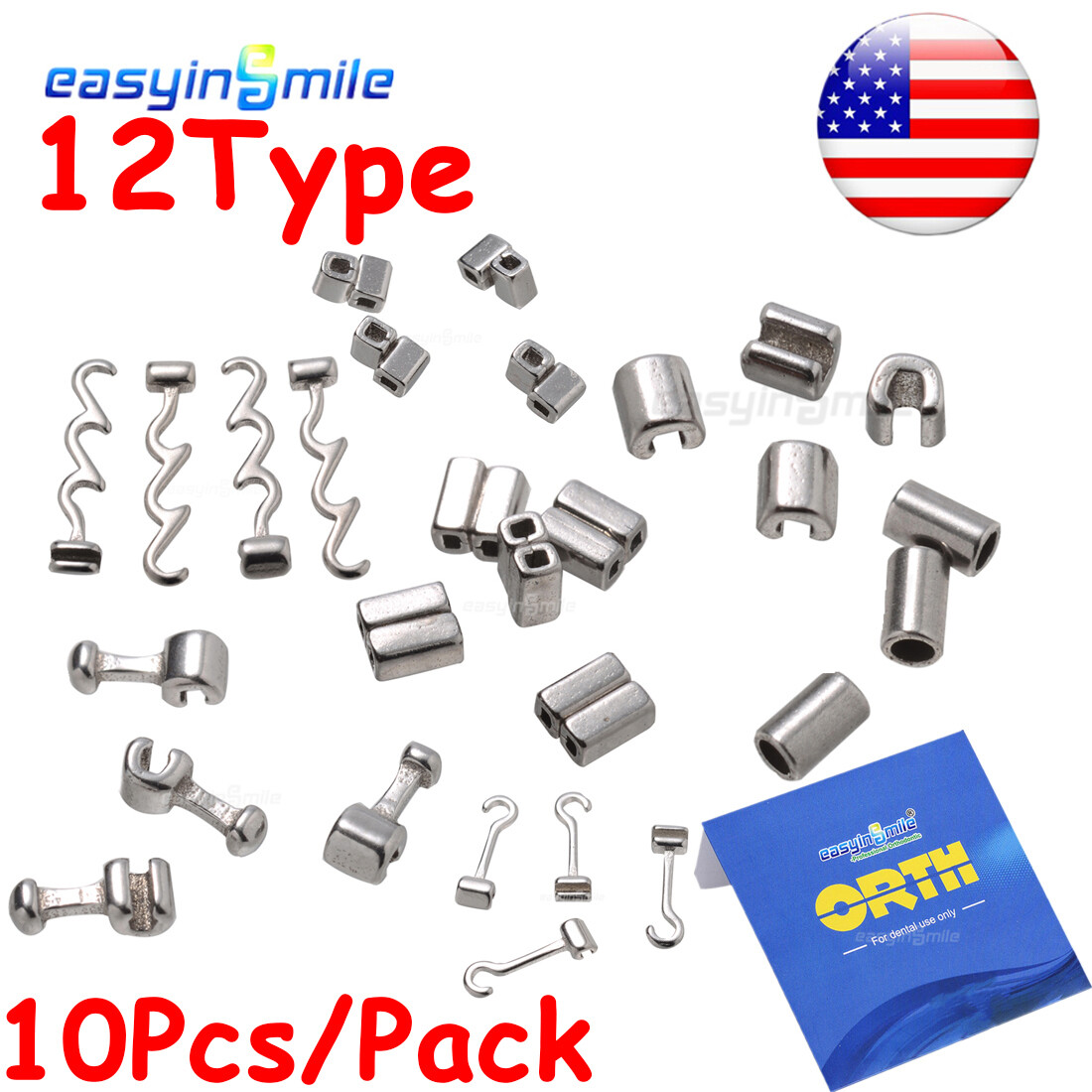 10Pcs/Pack Dental Orthodontic Crimpable Hook Tube/Stop/Mini Stop Stainless Tubes