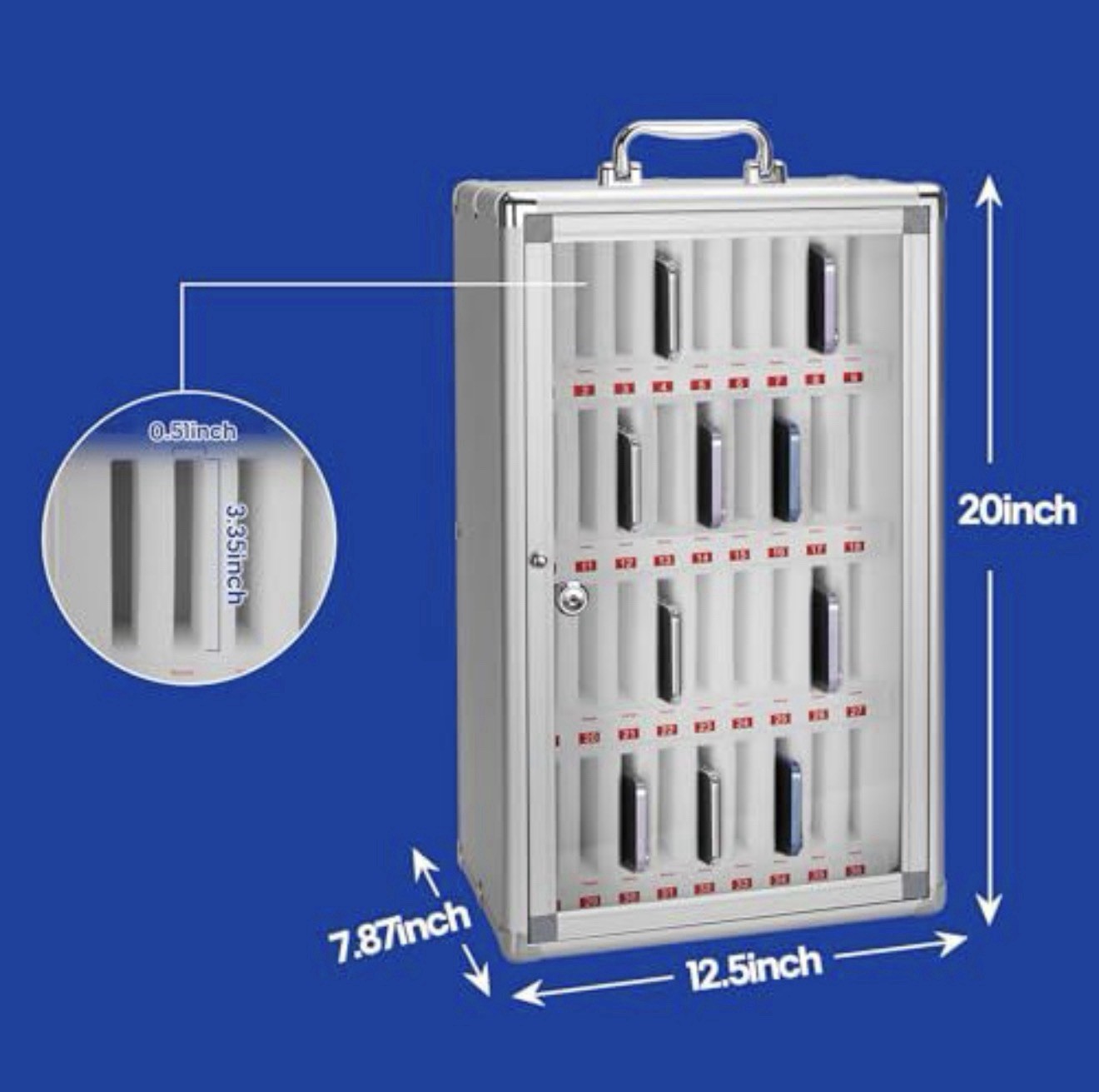 36-Slot Key Lock Storage Box for Item Storage, Wall Mount or Stand Alone