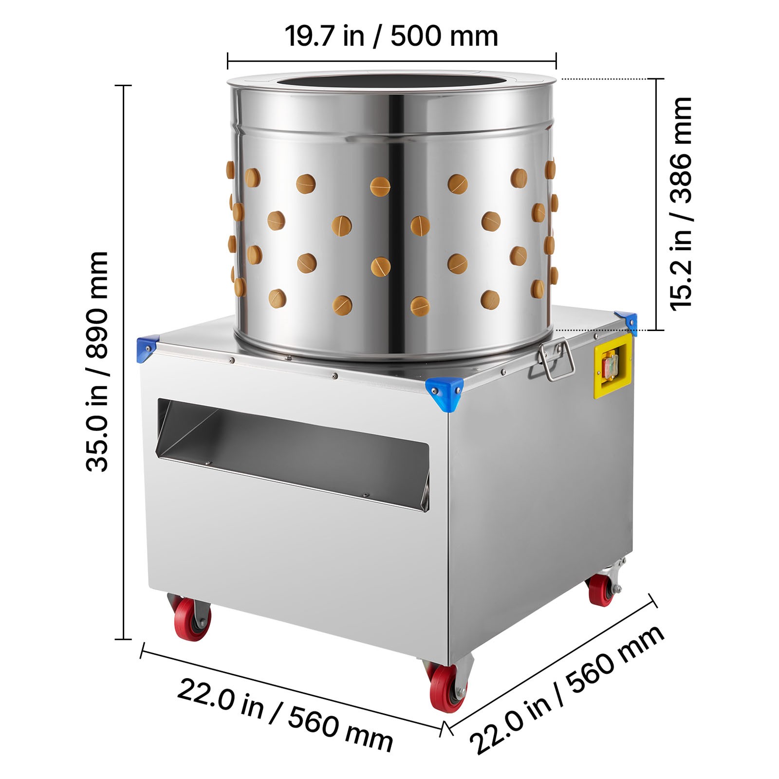 Uimoso 19.7″ Electric Poultry Plucker Machine 1500W,275RPM,106 Fingers, Portable