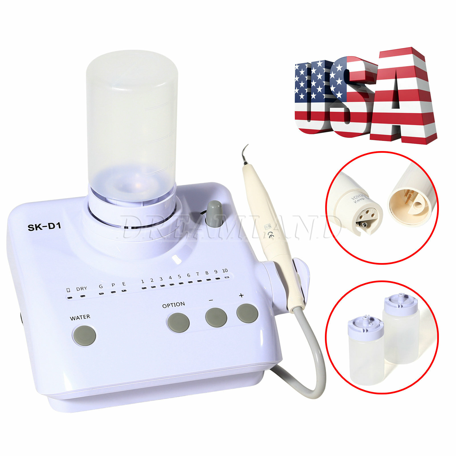 SK-D1 Dental Ultrasonic Scaler 2 Bottles 5*Tips for DTE SATELEC / Handpieces ST