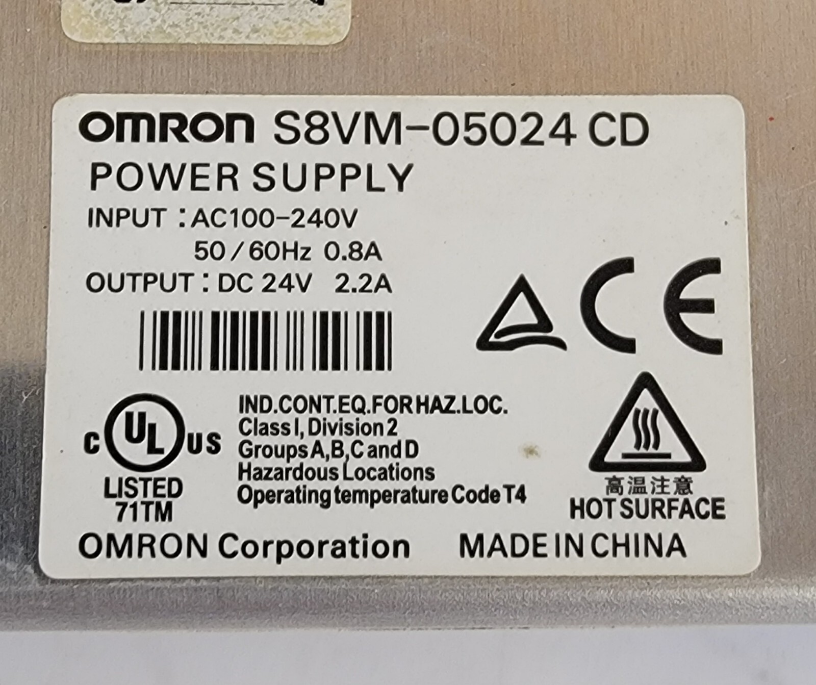 OMRON POWER SUPPLY S8VM-05024 CD.