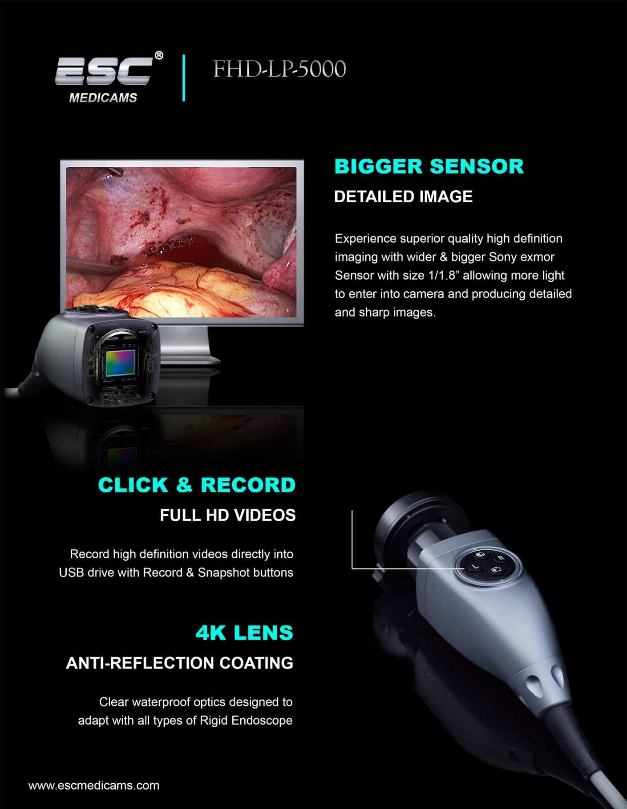 Laparoscopic Camera for Surgical Laparoscopy Endoscopy Full HD Endoscope Systems