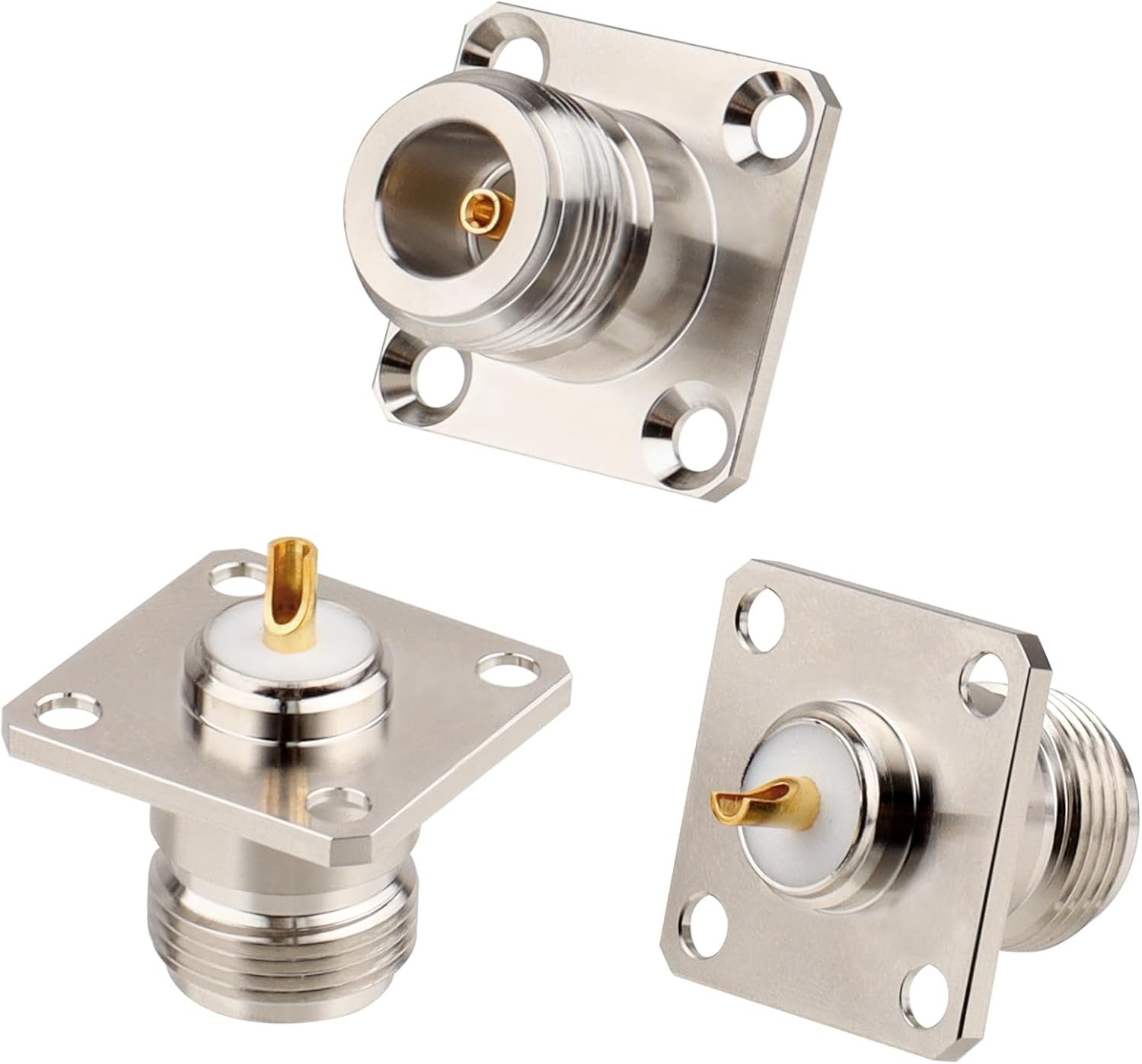 3 PCS N-Type Female Jack 4-Hole Panel Mount Solder Coax Chassis Connector