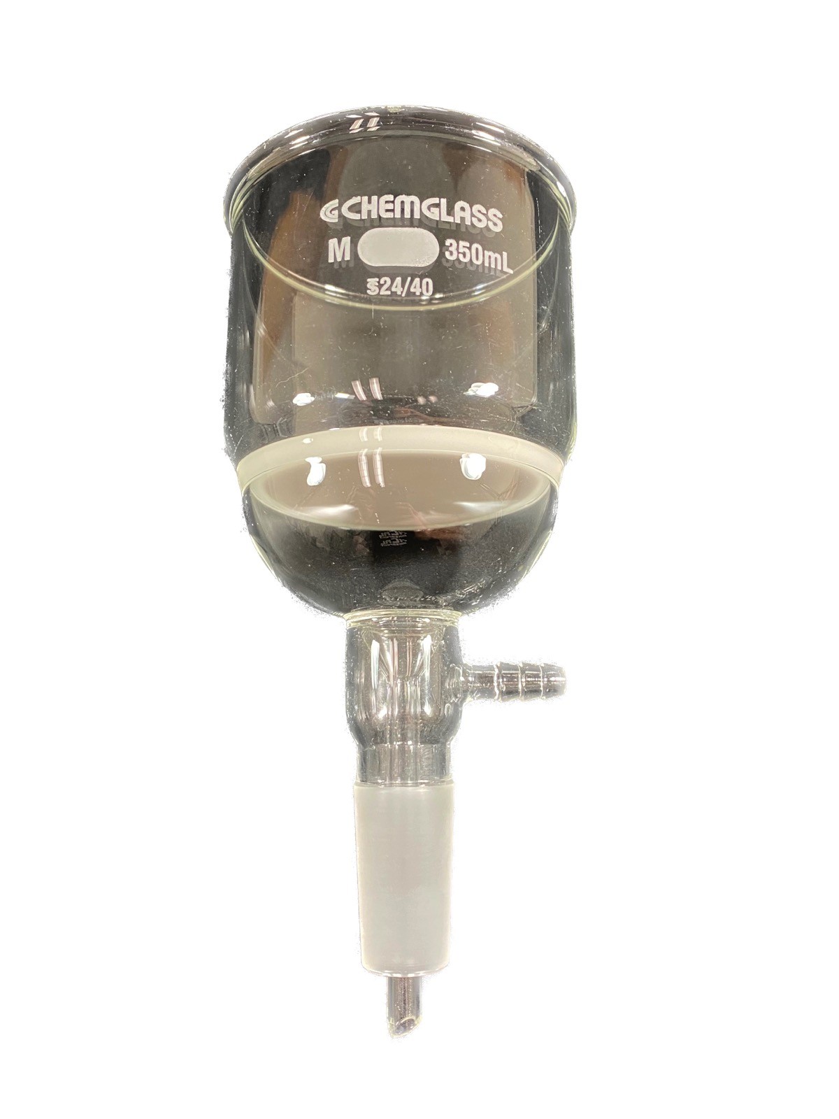 CHEMGLASS Glass 350mL 24/40 M Frit Buchner Filter Funnel CG-1406-25