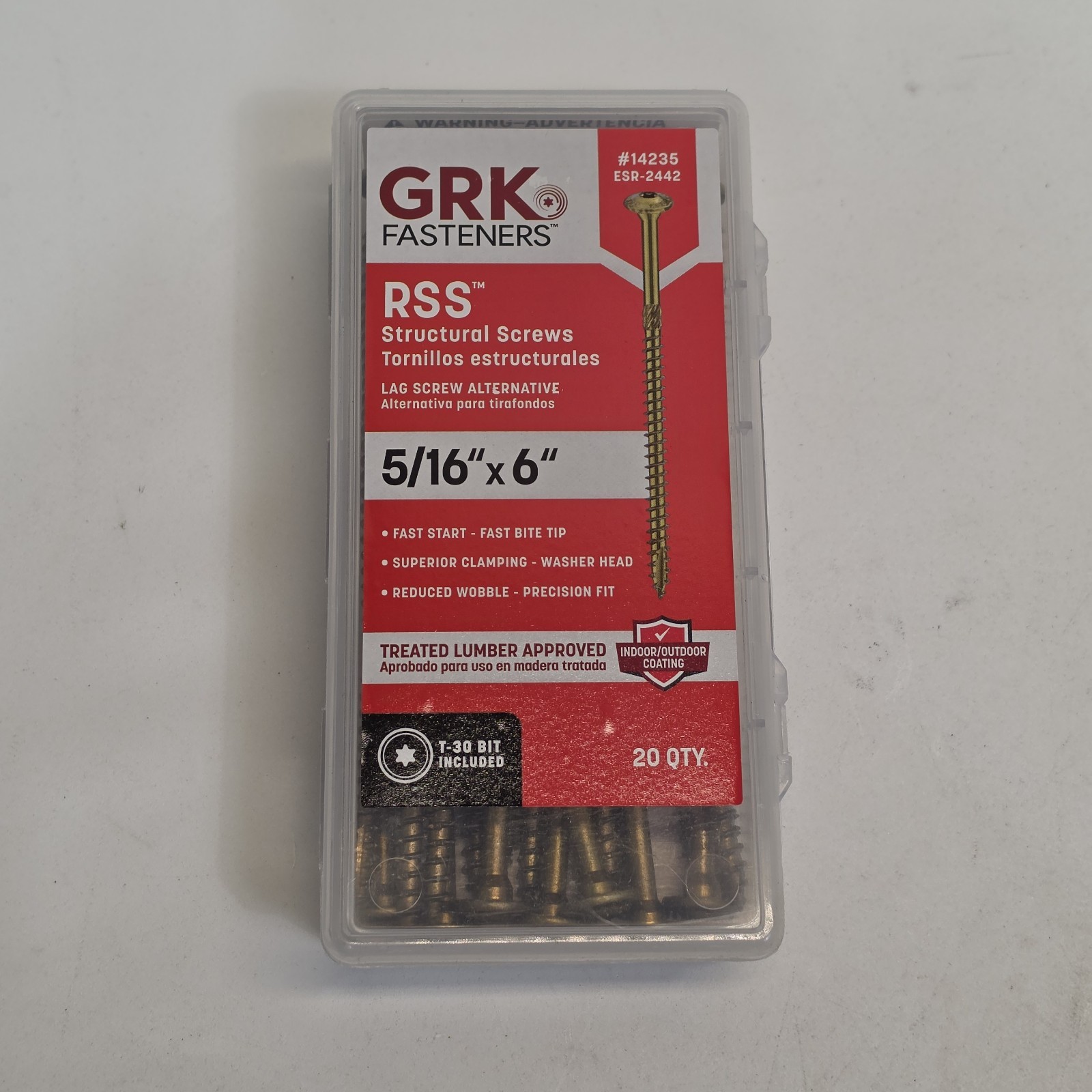 GRK RSS 5/16″ x 6″ Screws 20 pcs/pk. 14235. Color: Gold