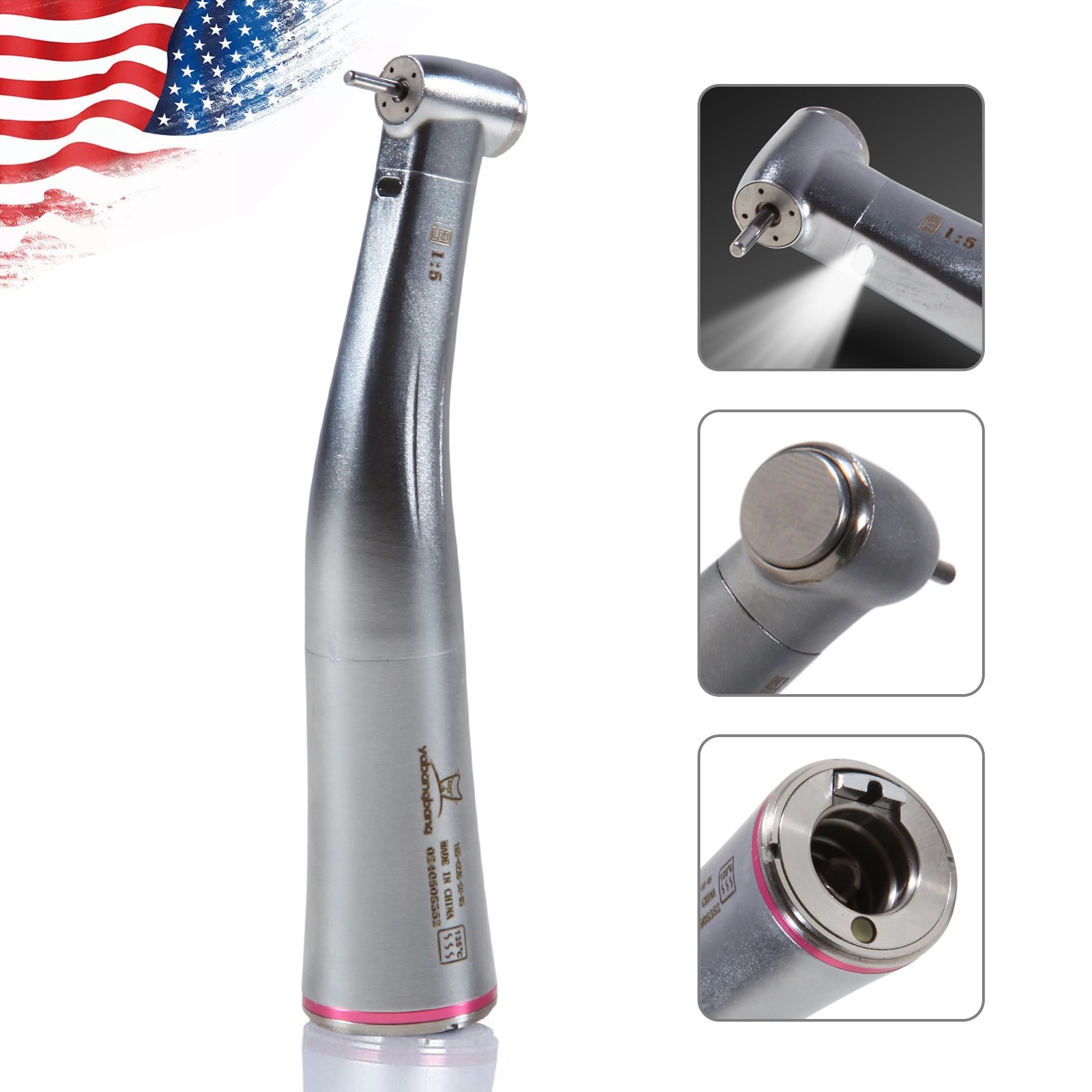Dental 1:5 Increasing Contra Angle LED Handpiece Fit NSK Electric Motor X95L