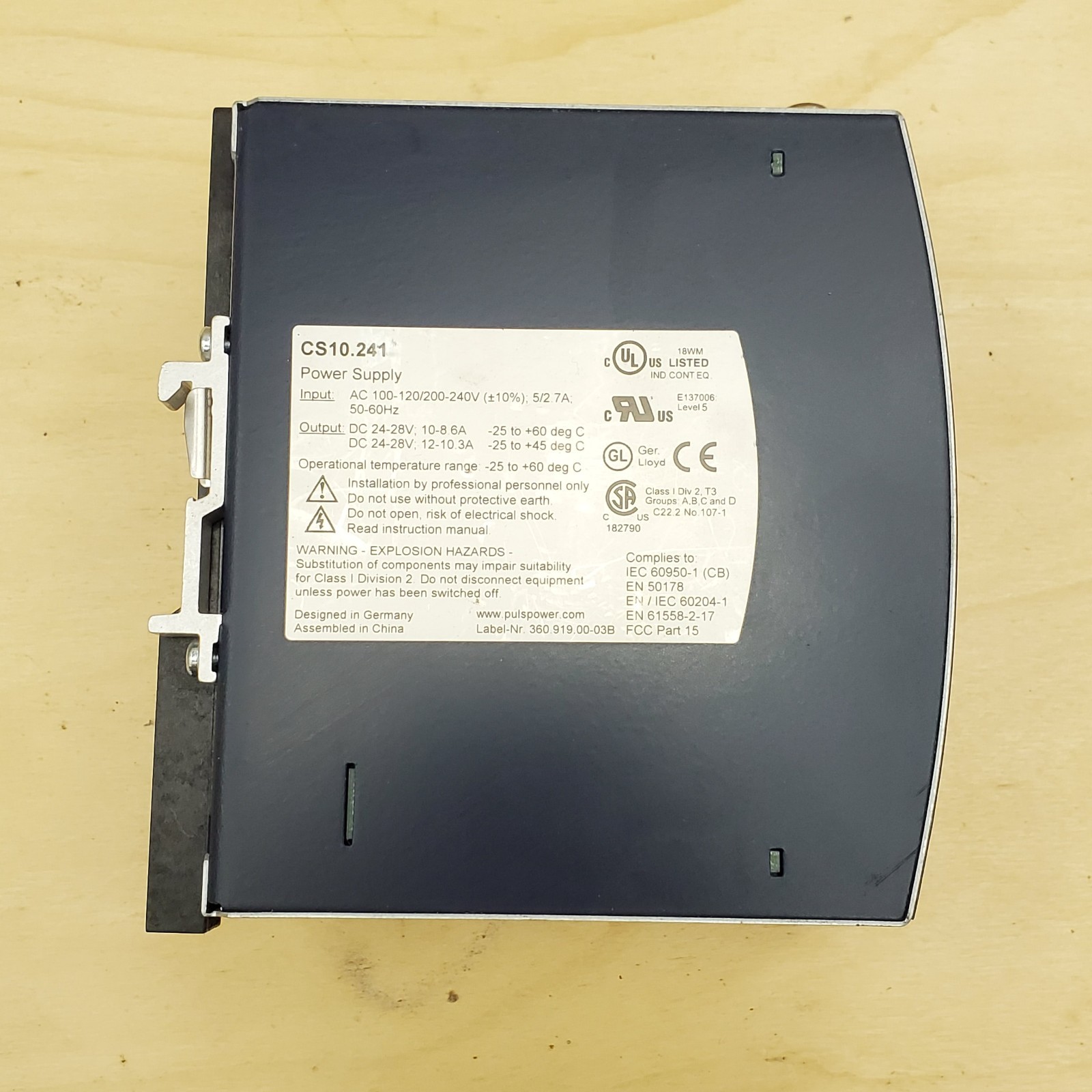 Puls Dimension CS10.241 24VDC Power Supply w/ 120/240VAC Input – NEW