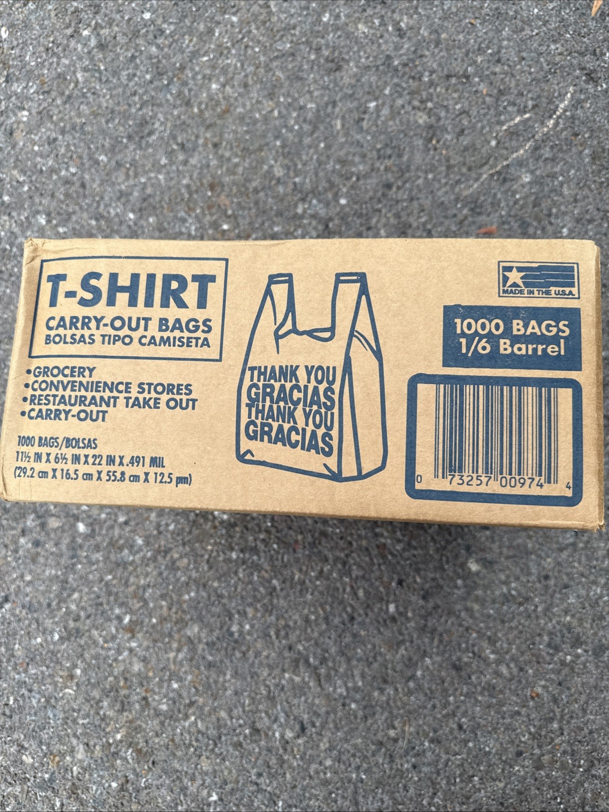 T-Shirt Carry-Out Bags, 11.5″ x 6.5″ x 22″ x .491MIL (1000 ct.) – White
