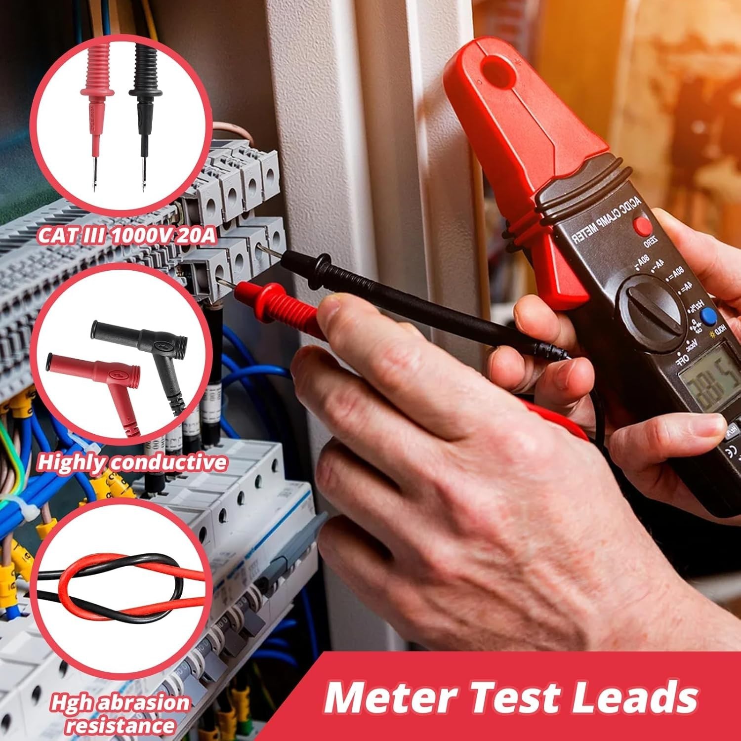 New Meter Leads Cat III 1000V 20A Replacement for Fluke Ideal Simpson