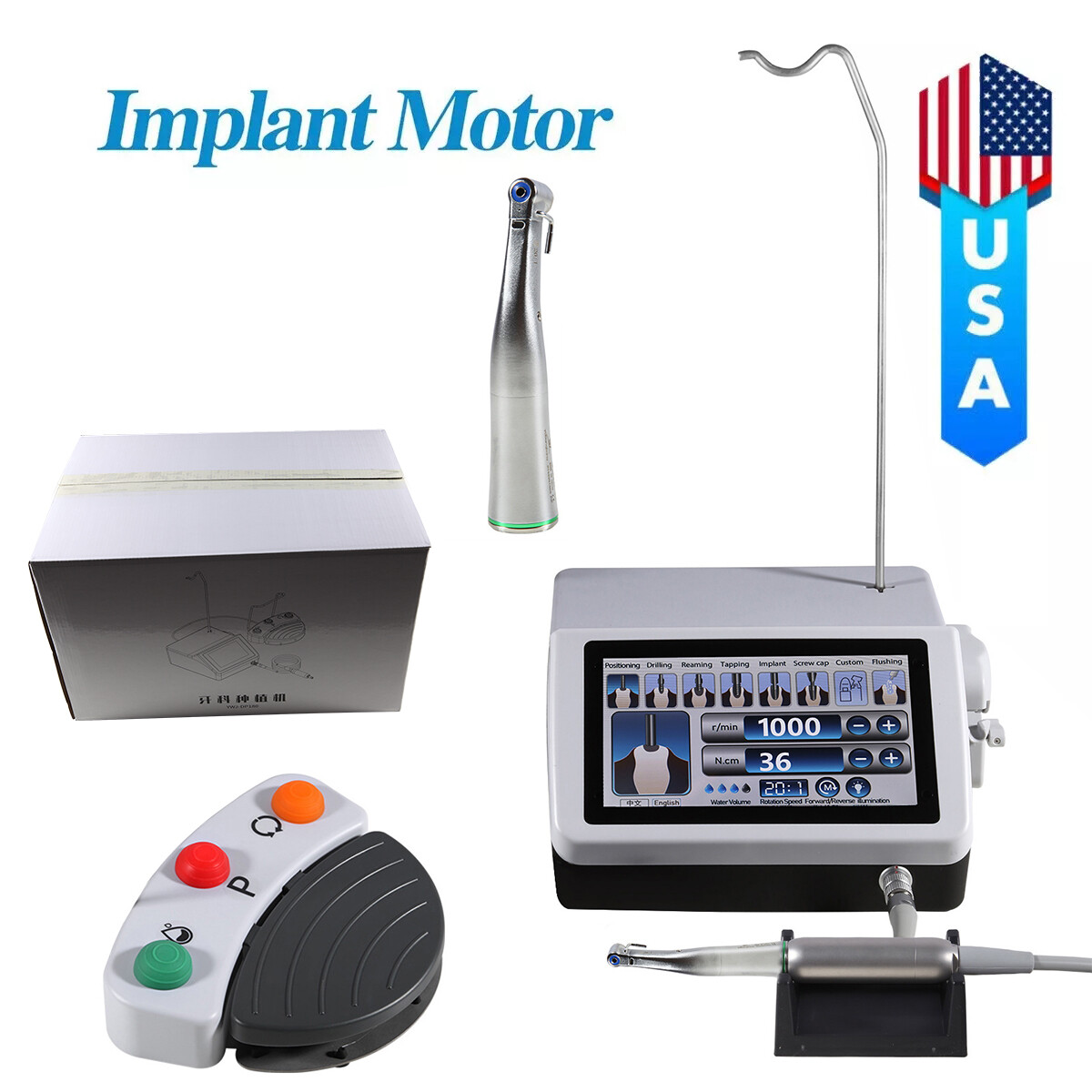 Dental Implant System Motor Physiodispenser Surgical Brushless Motor+20:1 Contra