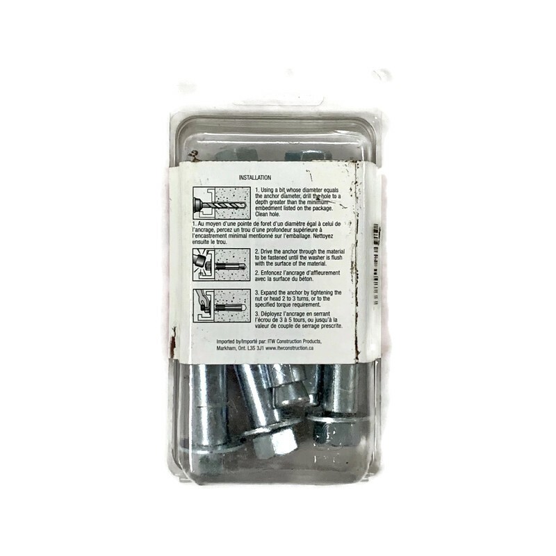 RED HEAD RH50076 Dynabolt 1/2-inch x 3-inch Concrete Sleeve Anchors 5-Piece