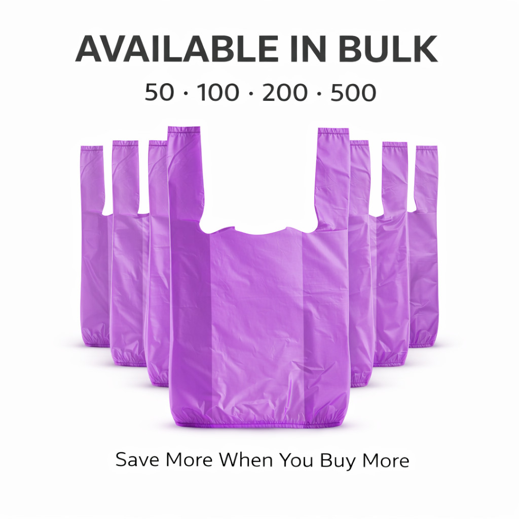 Bags 1/6 Small Purple Unprinted 8 x 4 x 16 T-Shirt Plastic Grocery Shopping Bag