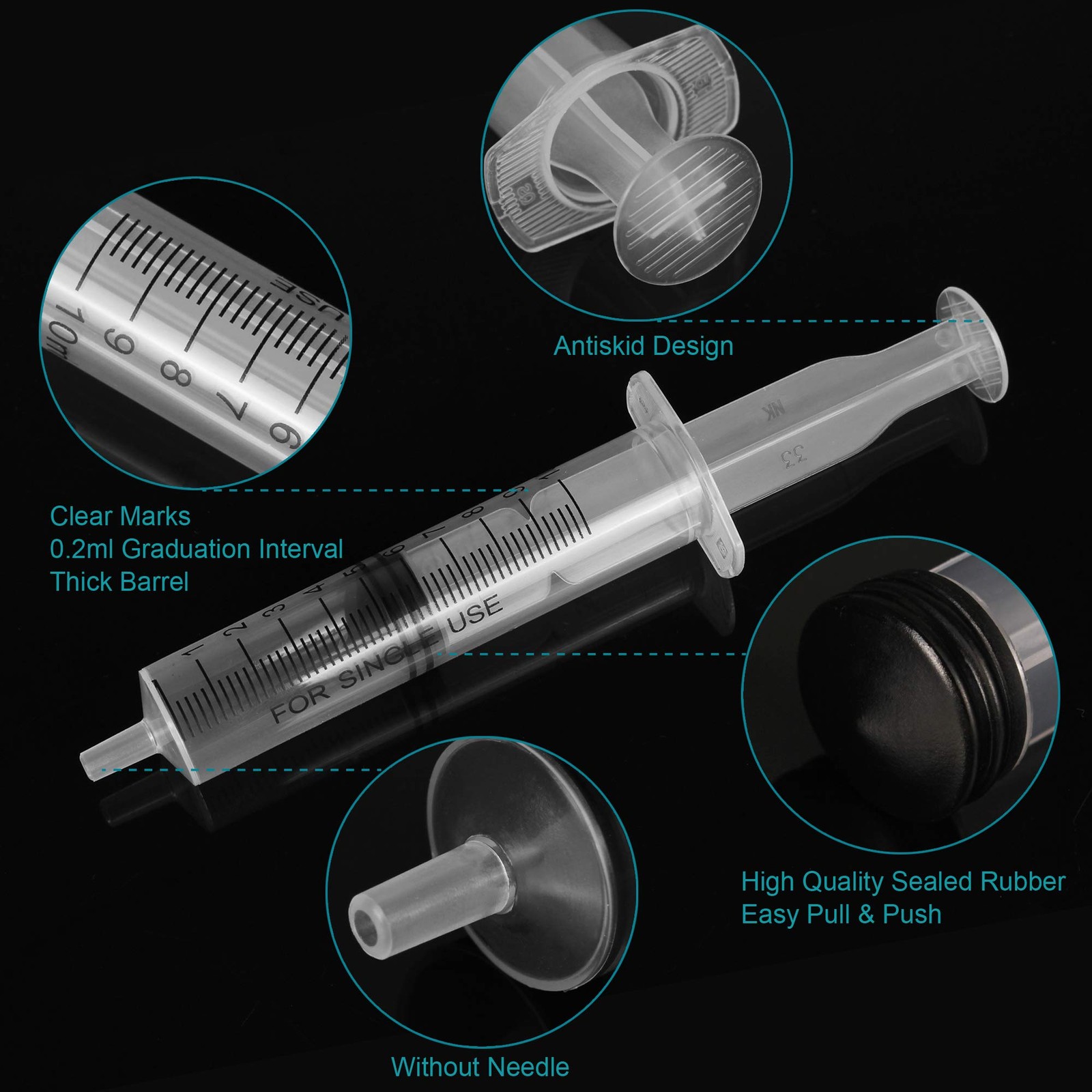 10ml Plastic Syringe Without Needle for Liquid – Measuring 10ml, transparent