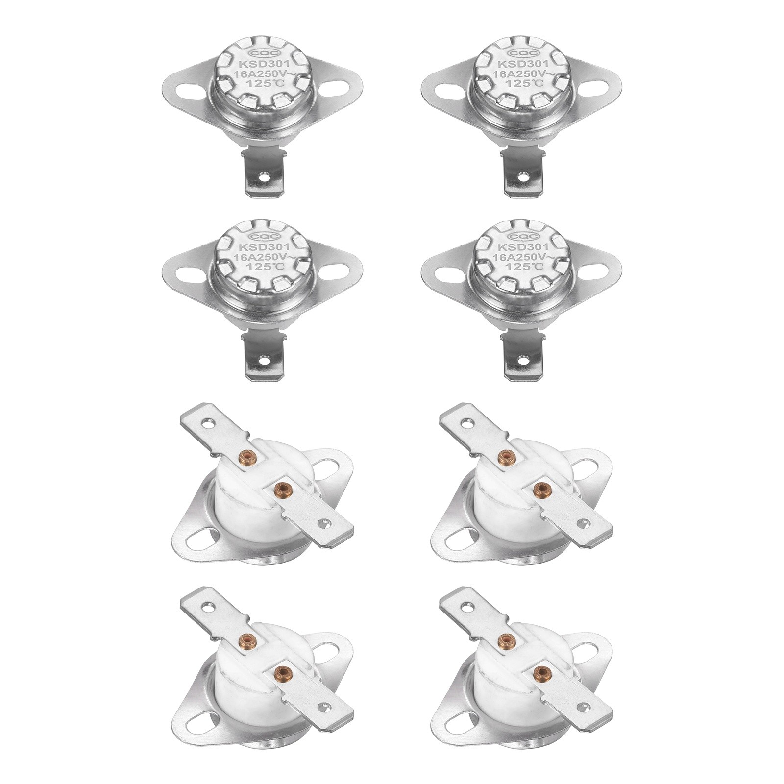 8Pcs KSD301 Thermostat 125°C/257°F 16A 250V Normally Closed N.C Switch, Ceramic