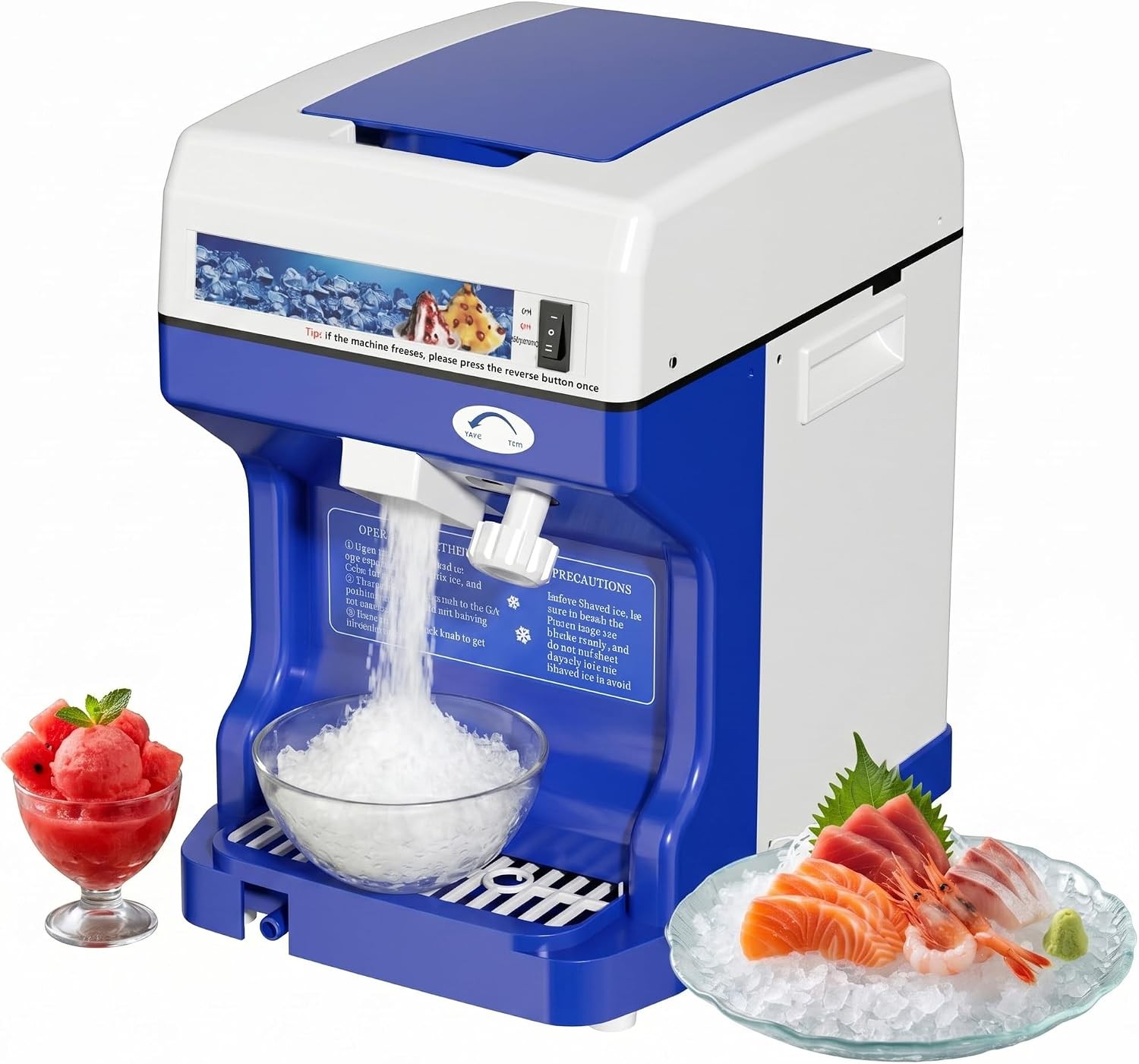 Commercial Ice Shaver 300LBS/H Electric Snow Cone Maker Ice Crusher Home Blue