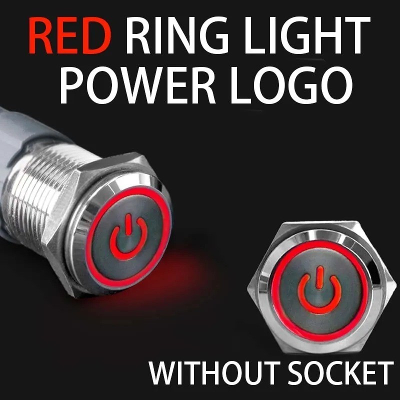 16mm 12V LED ON OFF Waterproof Stainless Steel Latching Push Button Power Switch