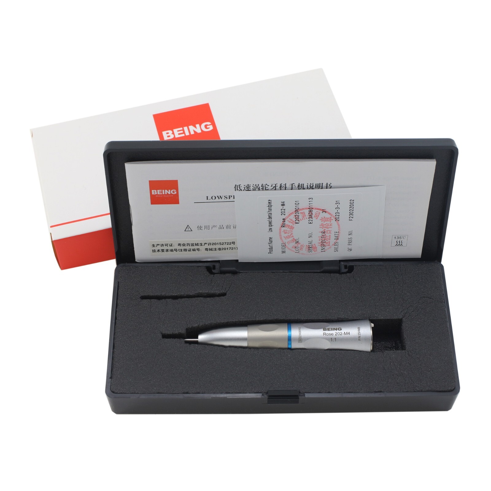 BEING Dental Surgical Straight Handpiece 1:1 Fiber Optic External Irrigation NSK