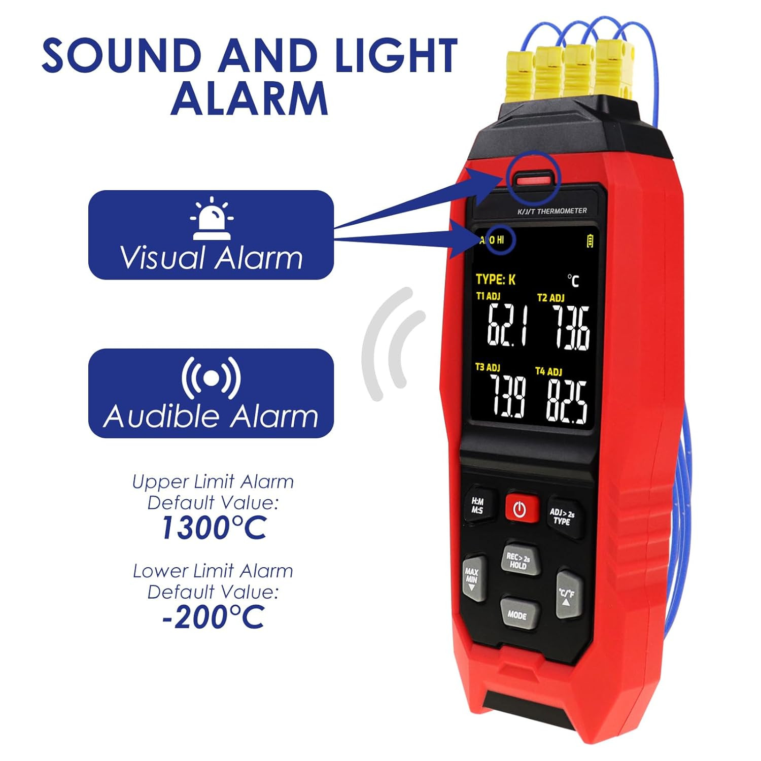 Thermocouple Thermometer Temperature Data Logger 4-Channel K/J/T Type Thermomete
