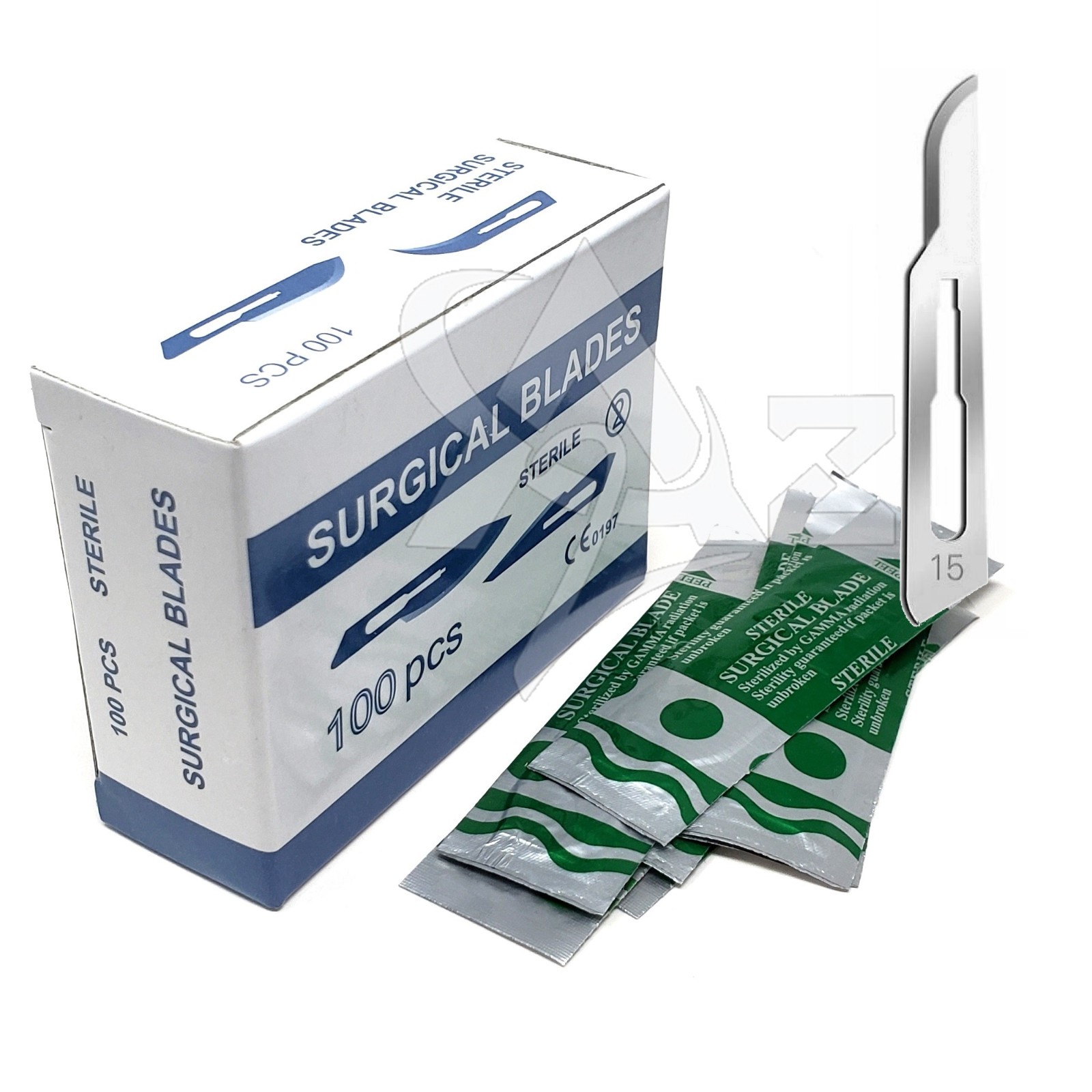Box of 100 Sterile Surgical Blades #15 – Individually Foil Wrapped, Carbon Steel