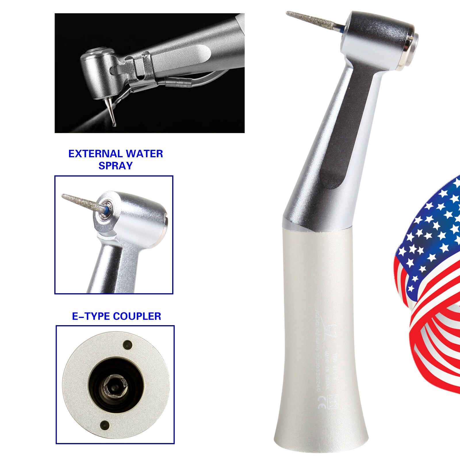 Dental Low Speed Handpiece Push Button Fit FG 1.6mm Burs Contra Angle