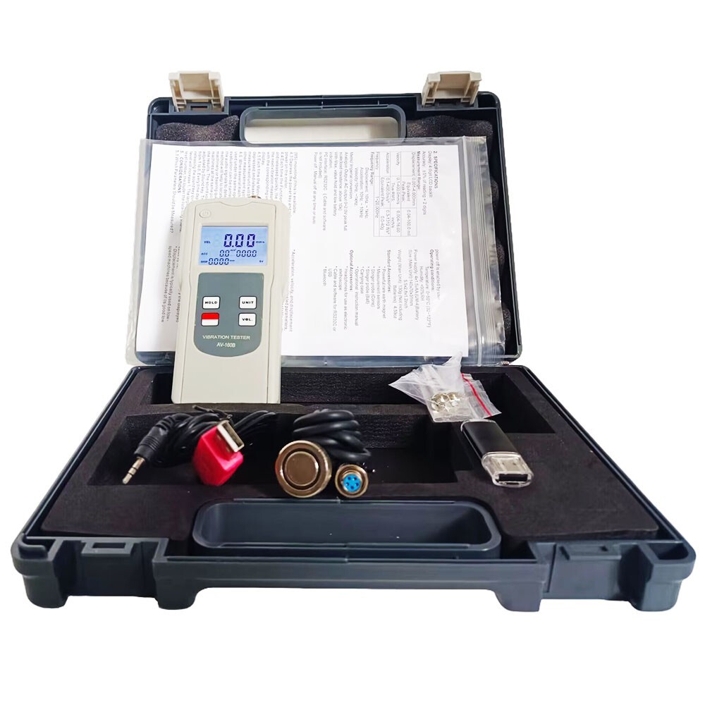 Vibration Testing Meter with Acceleration 0.1-400.0m/s² USB Data Cable Software