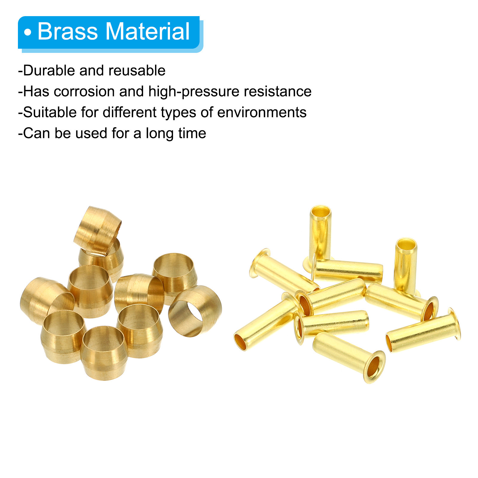 20 Pcs Brass Compression Sleeves Ferrules for 1/4″ OD Hose Tube