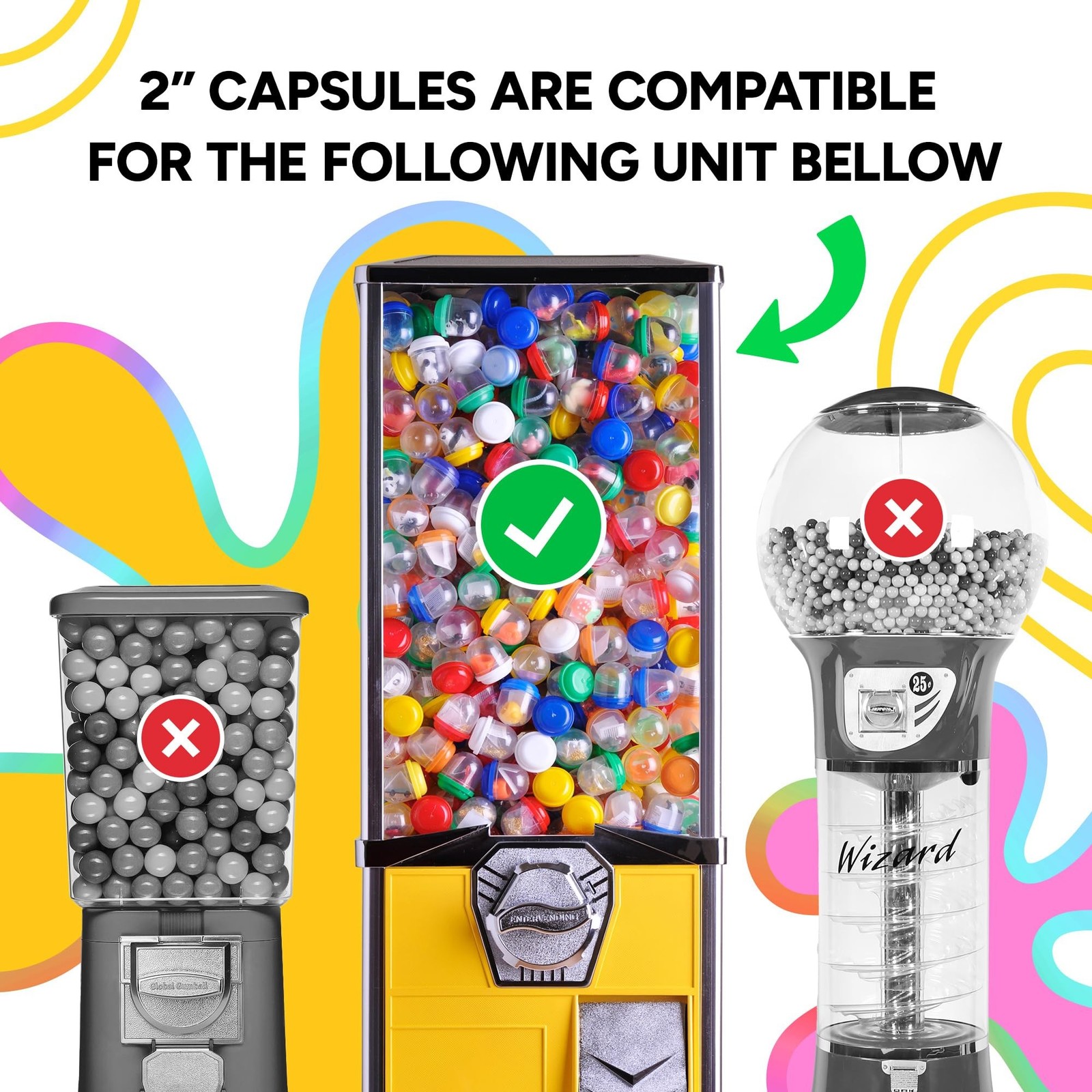 Capsule Vending Machine Round 500 pcs 2 inch – Gumball Machine Capsules Bulk …