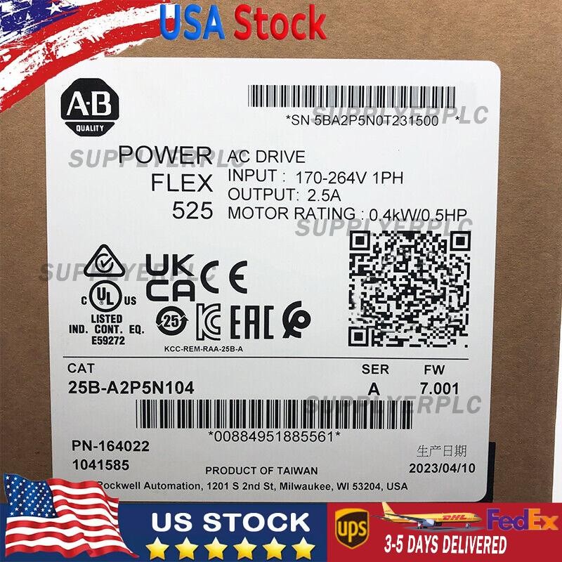 25B-A2P5N104 New PowerFlex 525 0.4KW(0.5HP) AC Drive 25B-A2P5N104 AB