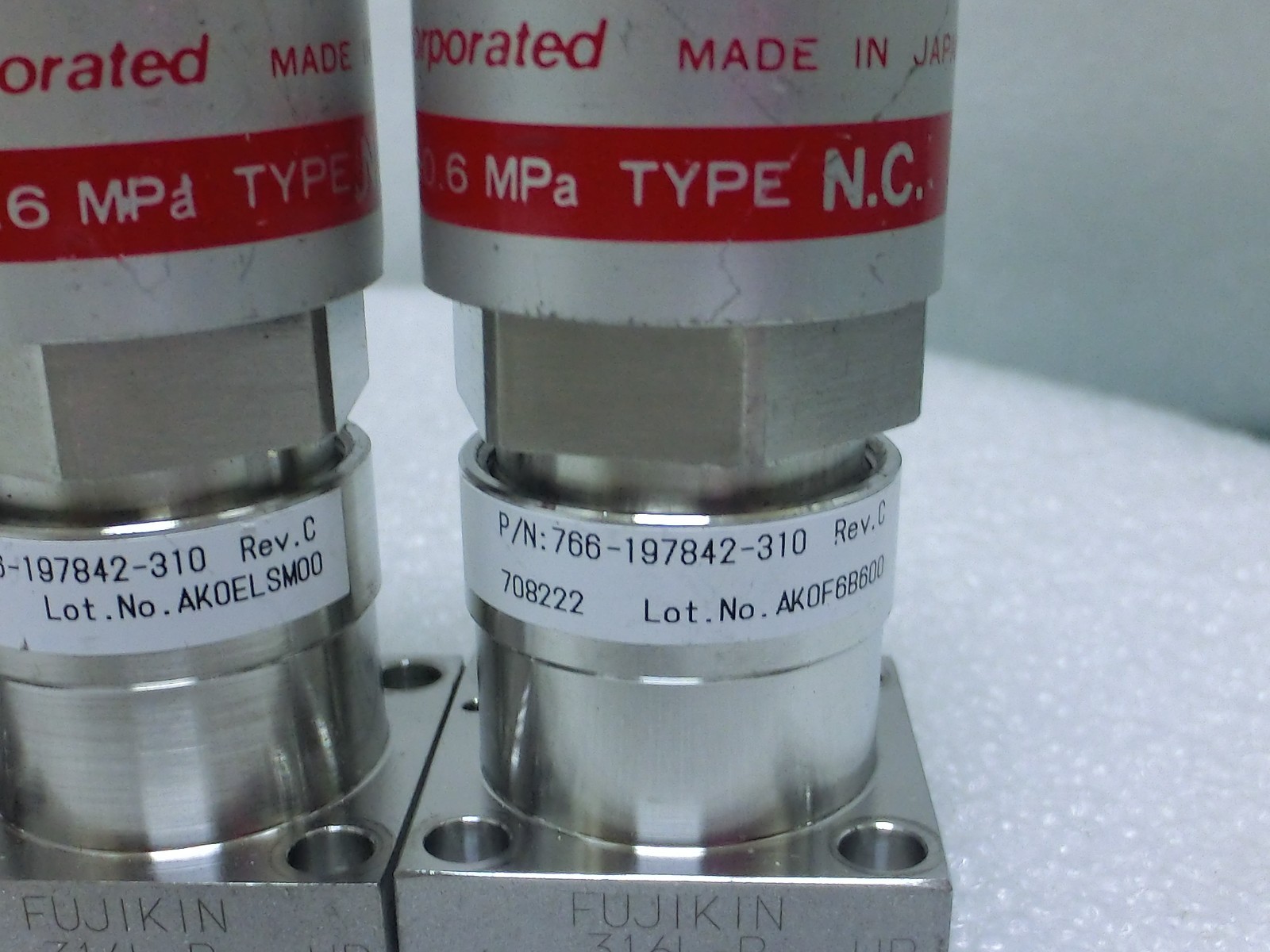 7pcs Fujikin 708222 Lam 766-197842-310 Rev C O.P. 0.5~0.6mPa N.C. Diaphragm~9933