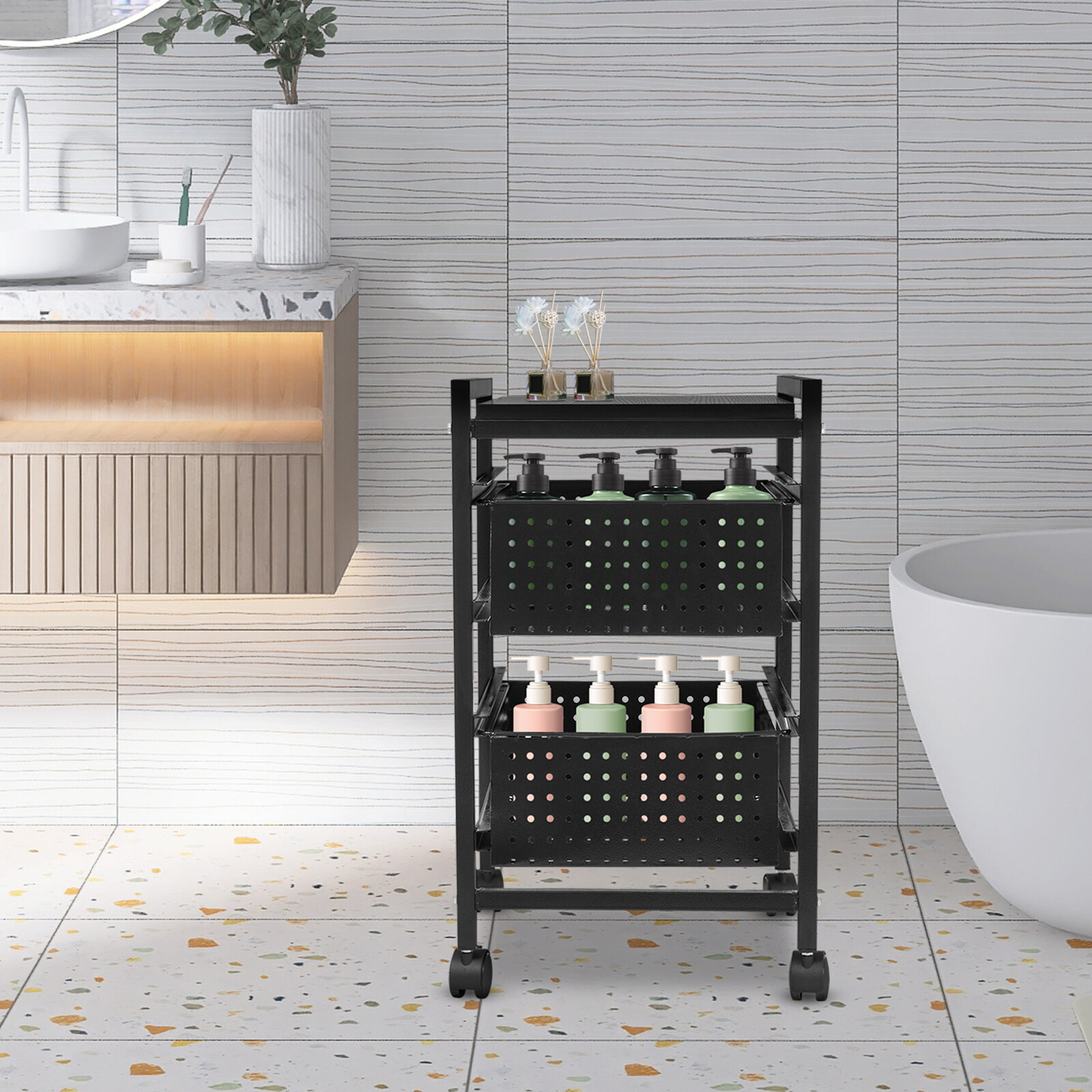 Modern File Storage Drawer Carts File Storage Organizer On Wheels For Bedroom
