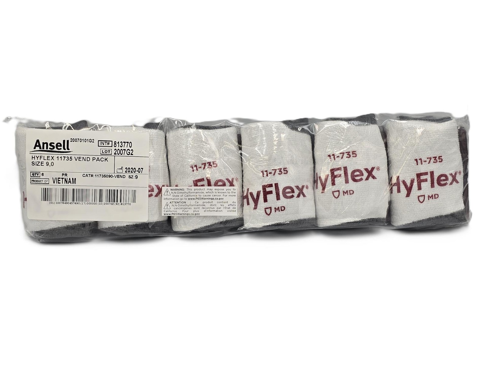 Ansell HyFlex 11-735 Size 9 (L) Cut-Resistant Coated Gloves, A4, Dipped (6 Pack)