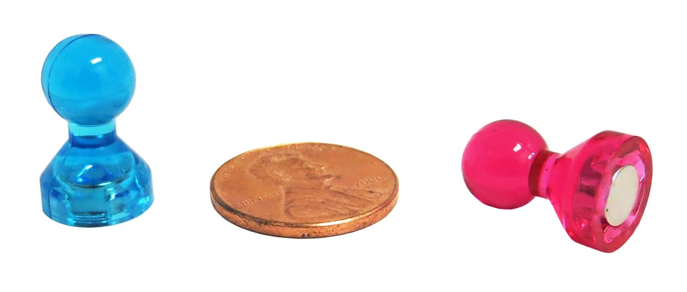 Small Assorted Color Translucent Magnetic Push Pins (48 Pack)