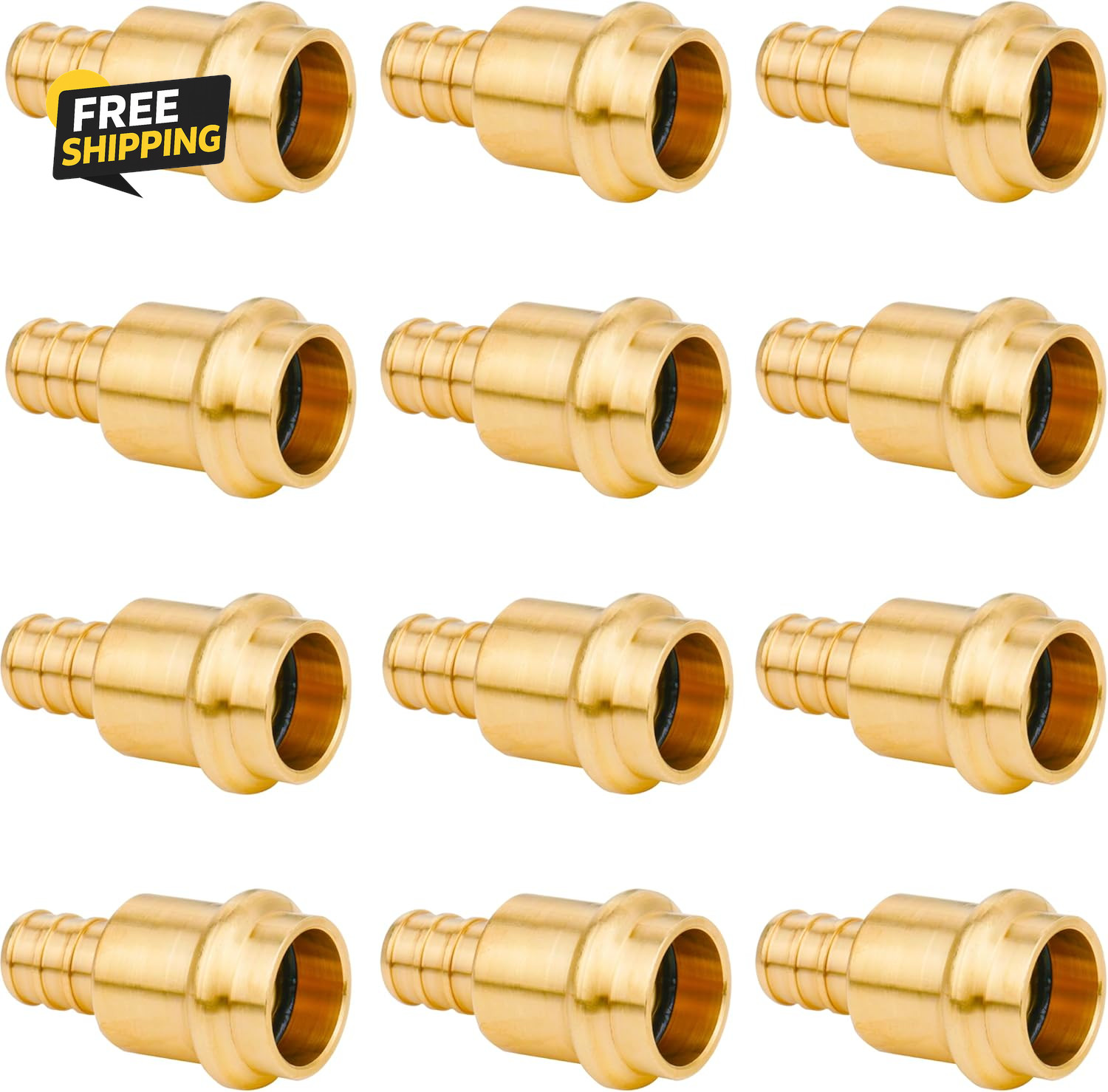 12 Pack 1/2″ Press Pro Press X 1/2″ PEX Adapter Crimp Fittings Brass