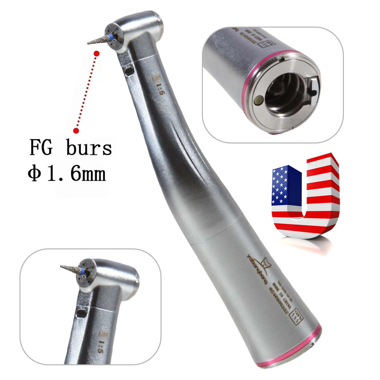NSK Style Dental 1:1 1:5 8:1 LED Fiber Optic/Without LED Contra Angle Handpiece
