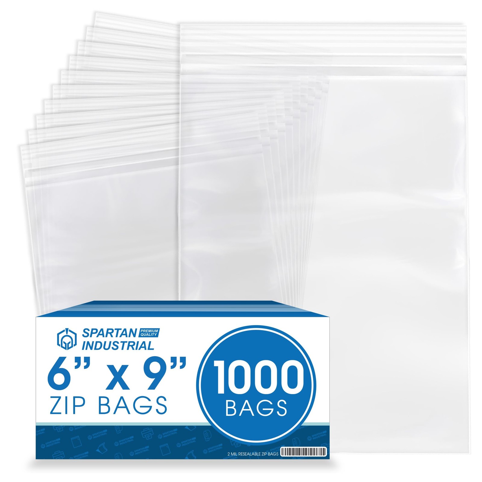 Spartan Industrial-6” X 9” (1000 Count) 2 Mil Clear Reclosable Zip Plastic Poly